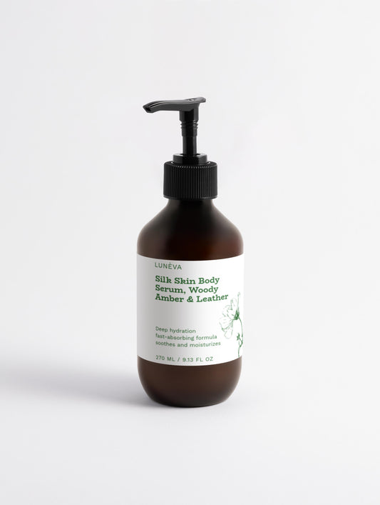 Silk Skin Body Serum, Woody Amber & Leather - LUNÈVA
